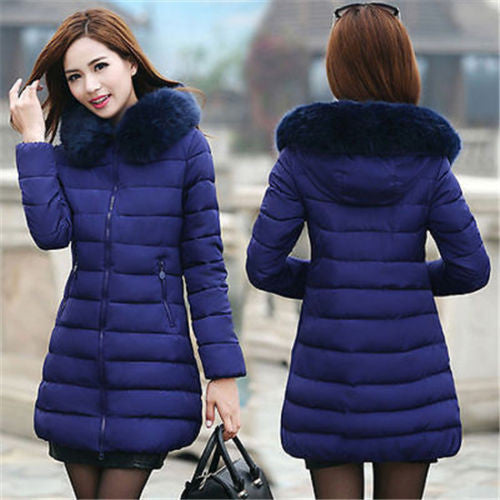 Parka hooded with fur collar